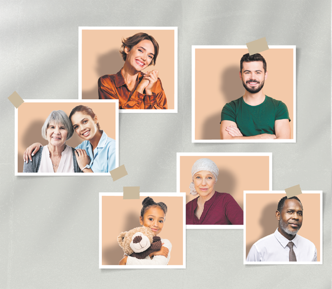 Retratos de pacientes, familiares e profissionais de saúde